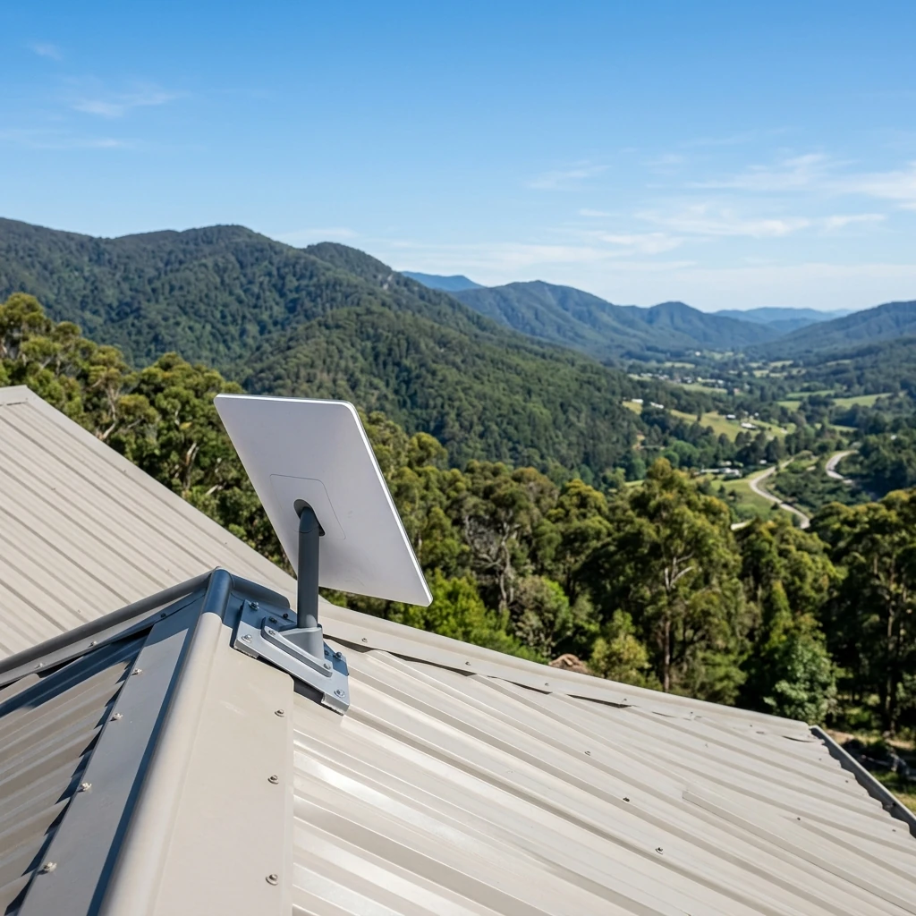 Starlink satellite internet dish mounted on roof in Melbourne